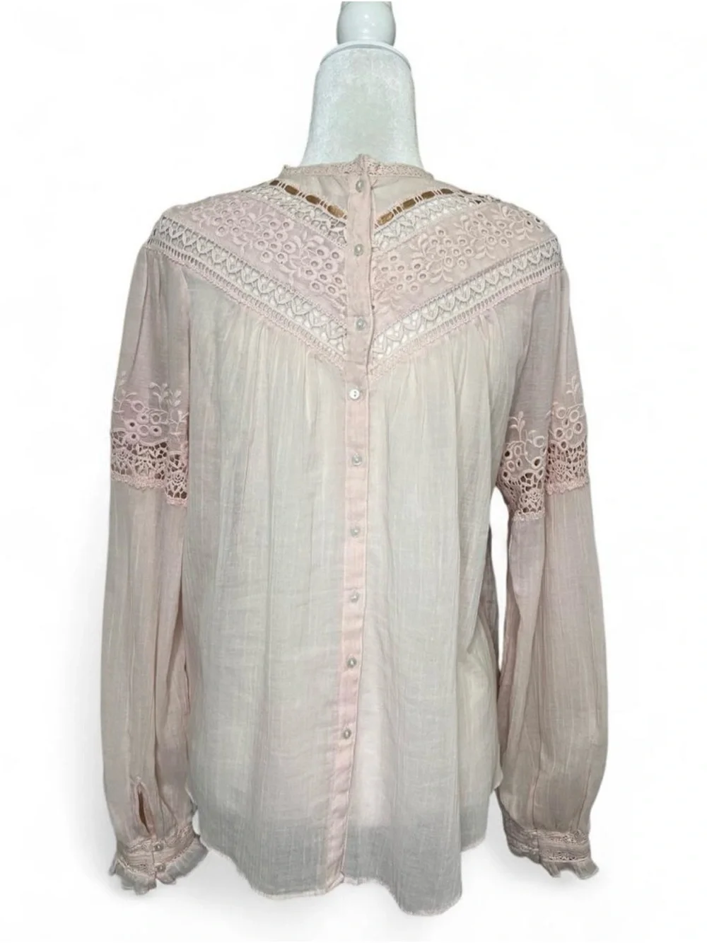 Free People Abigail Victorian Top in "Moon Cake" blush pink - Picture 3 of 8